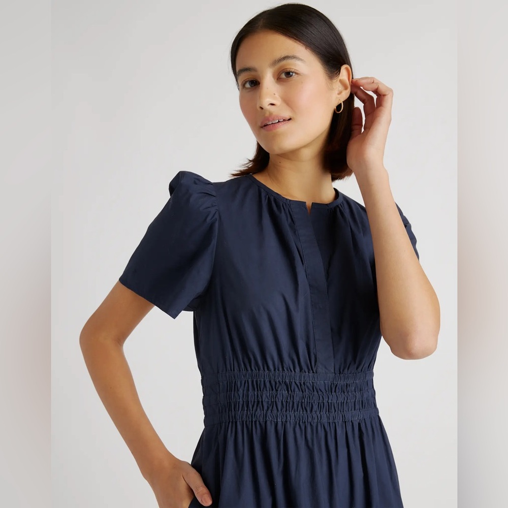 NEW Quince 100% Organic Cotton Poplin Tiered V-Neck Short Sleeve Maxi Dress sz S - Picture 6 of 13